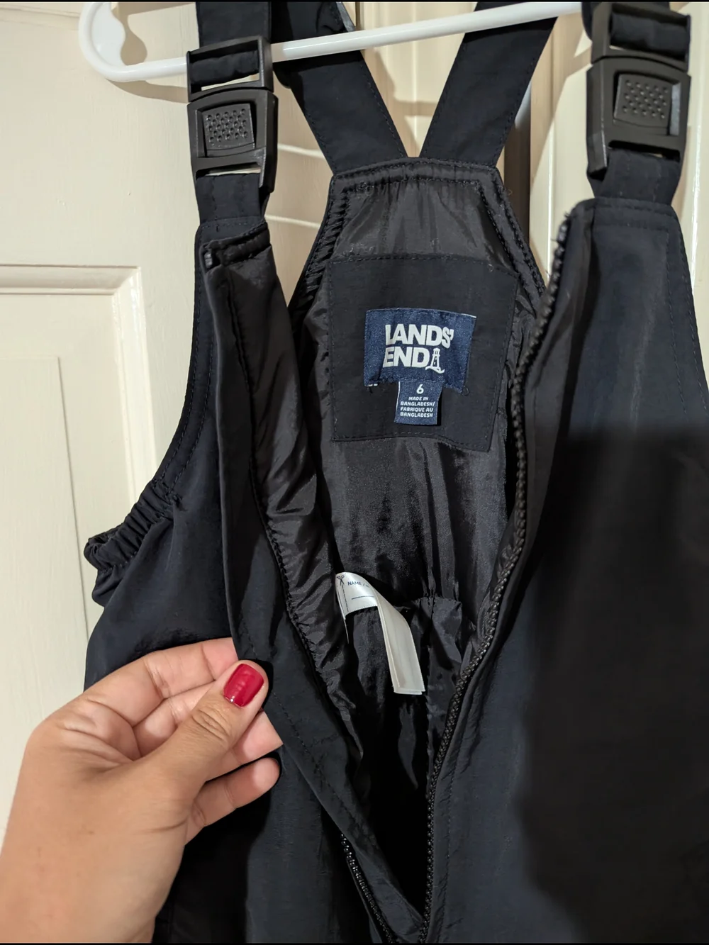 Lands' End Black Insulated Snow Bib Pants Little Girl Size 6